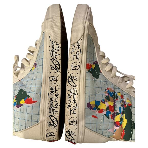 VANS Save Our Planet Skater Hi-tops w/Maps Men's Size 6 Women's Size 7.5 - Picture 6 of 8